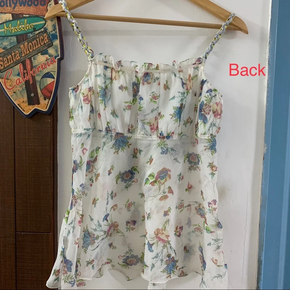 😍 Floral Print White Summer Top ✨ - Picture 5 of 12